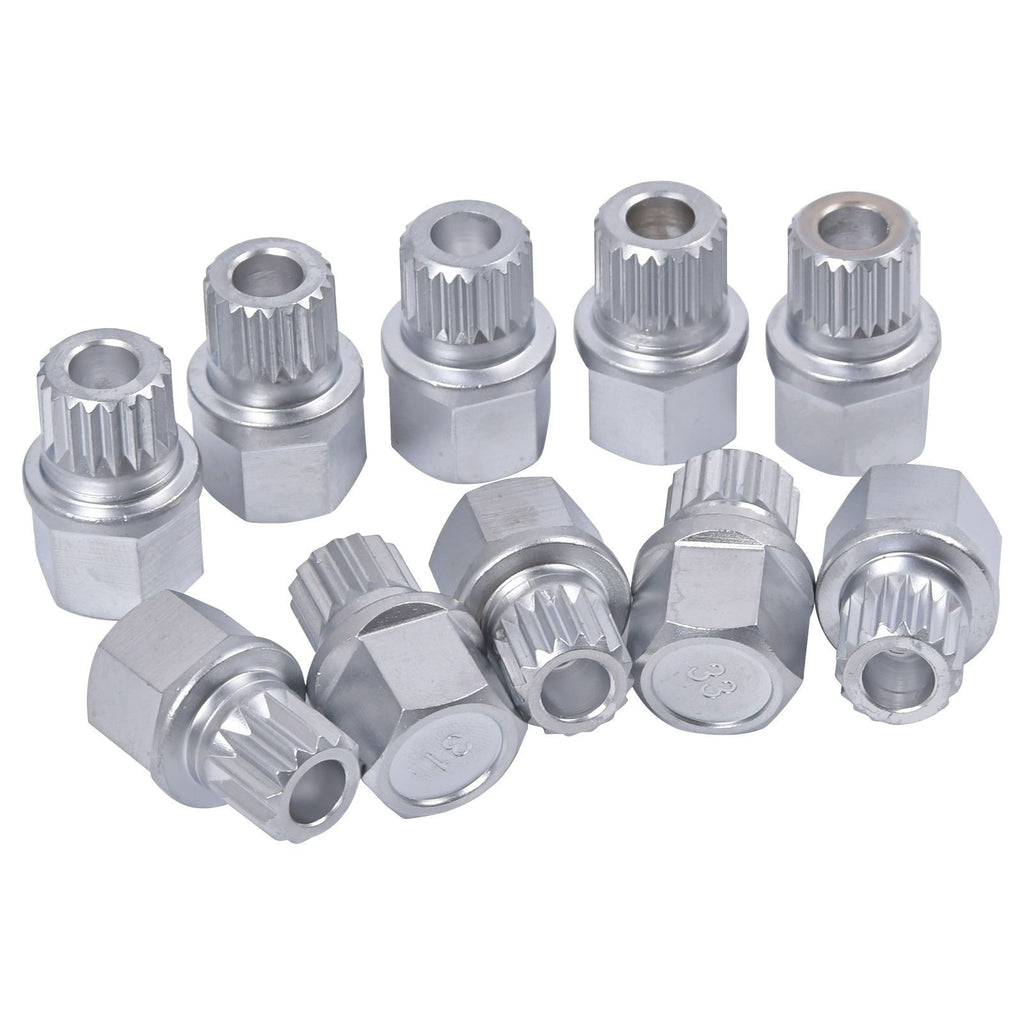 10PC BMW Wheel Lock Nut Removal Key toothed Anti-Theft Screw Lugnut Socket