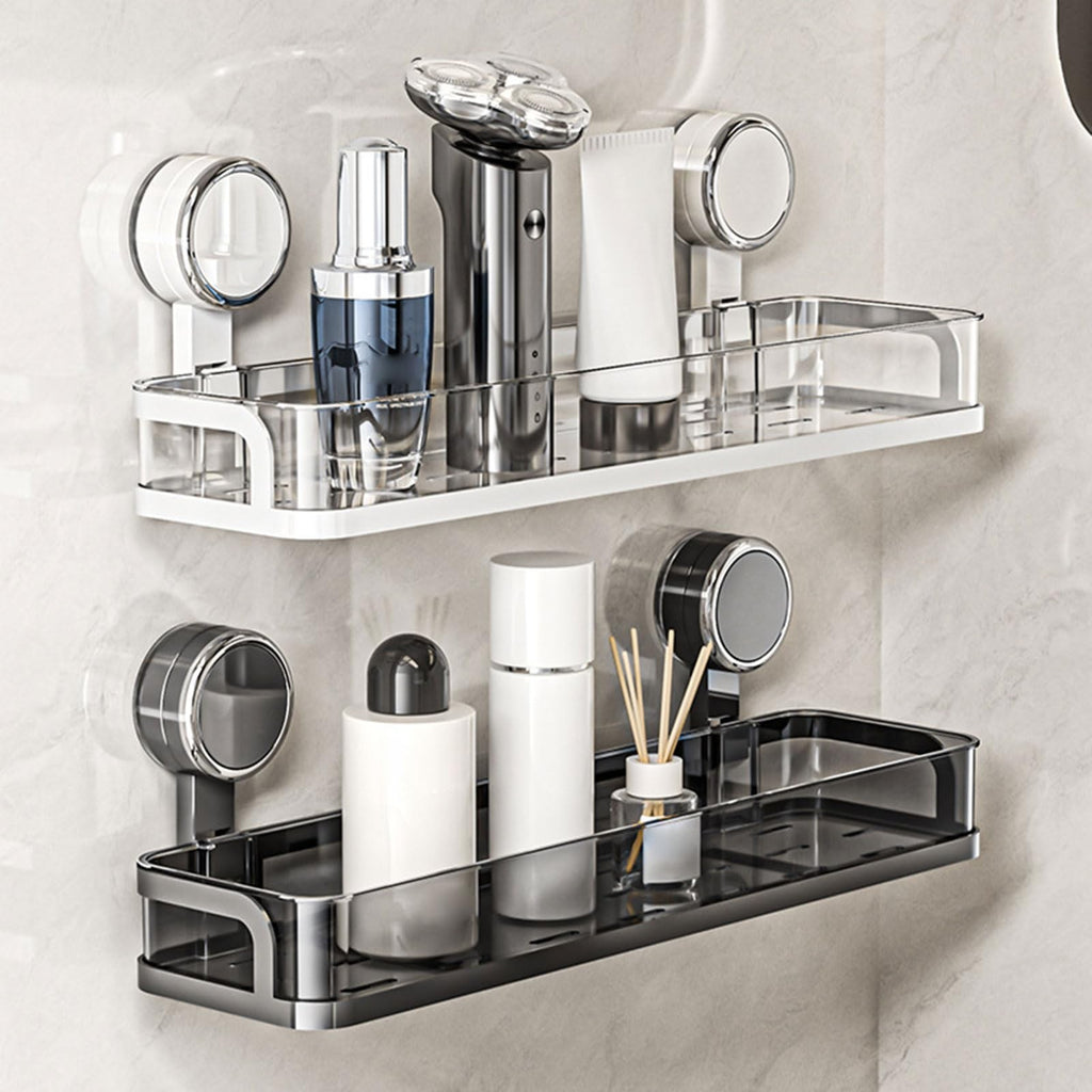 Suction Cup Storage Rack Wall Mounted Shower Organizer Waterproof Bathroom Shelf