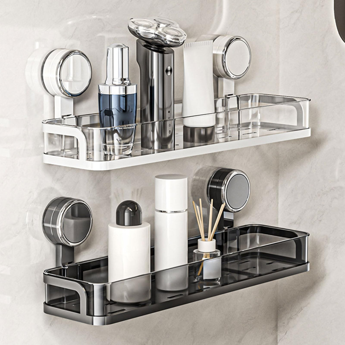 Suction Cup Storage Rack Wall Mounted Shower Organizer Waterproof Bathroom Shelf