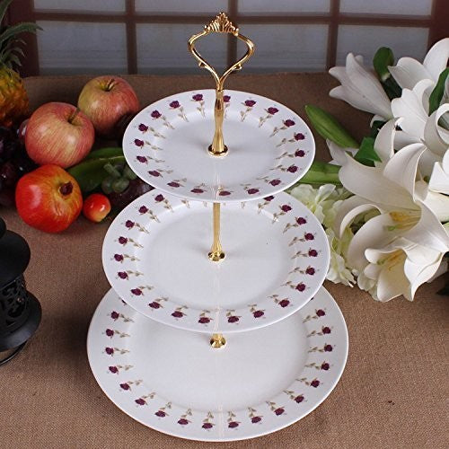 10pcs Set 3 Tier Handle Fittings Gold for Tea Shop Room Hotel Cake Plate Stand