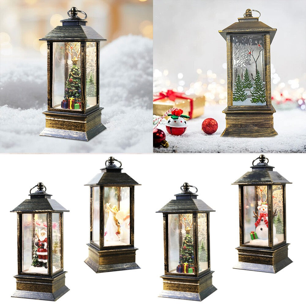Christmas Snow Globe Lantern LED Light Santa Hanging Night Lamp UK