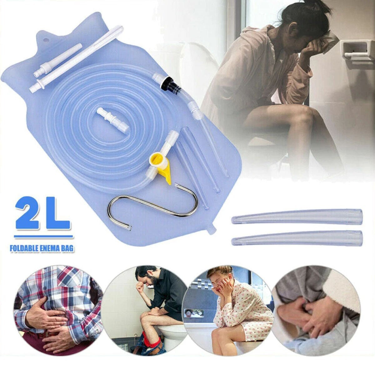Enema Bag Kit Colonic Irrigation Coffee Enema Bag Home 2L Douche Colon Cleanse