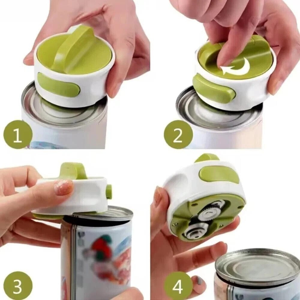 Compact Manual Can Opener Easy Twist Jar Bottle Lid Remover Tool Easy To Use