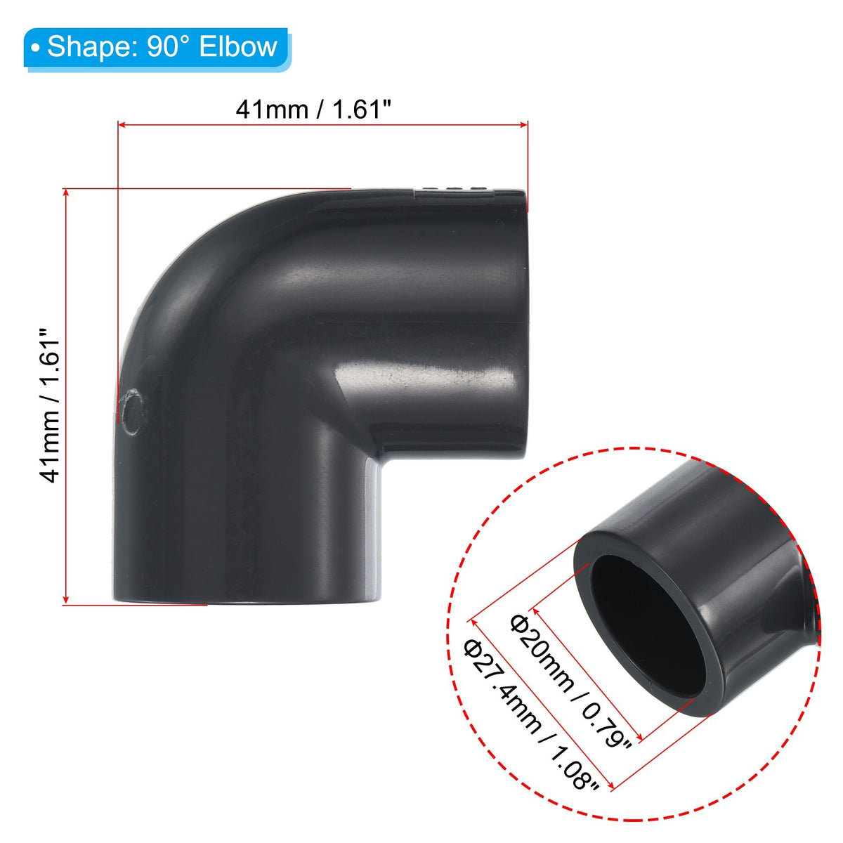 8 Pcs UPVC Pipe Fitting Elbow 20mm Socket 90 Degree Adapter Connector Gray