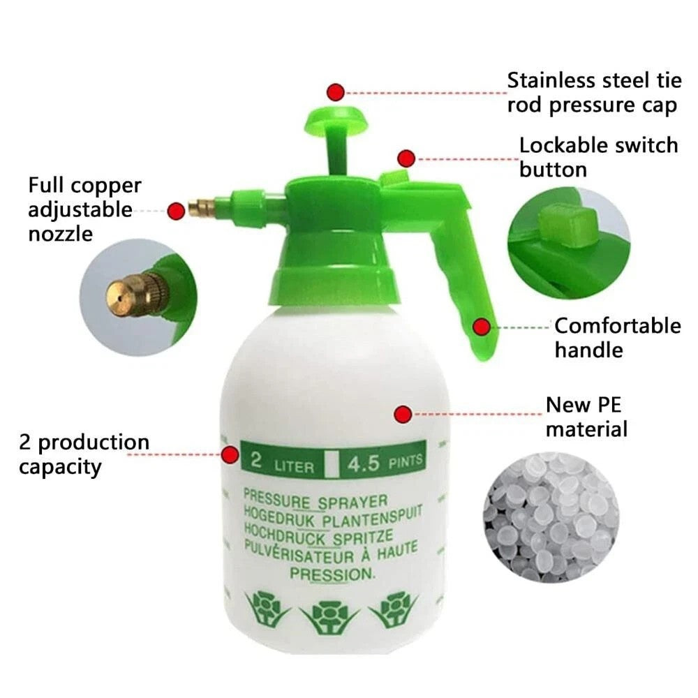 2L Garden Pressure Sprayer Pump Action Handheld Weed Killer Chemical Spray Botle