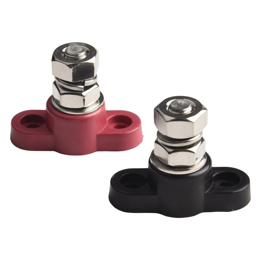 Insulated Battery Post Red & Black Single Stud Terminal for 12V Circuits