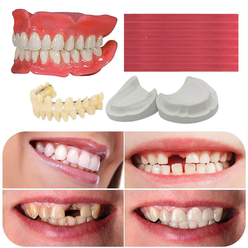 DIY Denture Fake Teeth-Full or Partial Denture Repair Missing Teeth Set UK STOCK