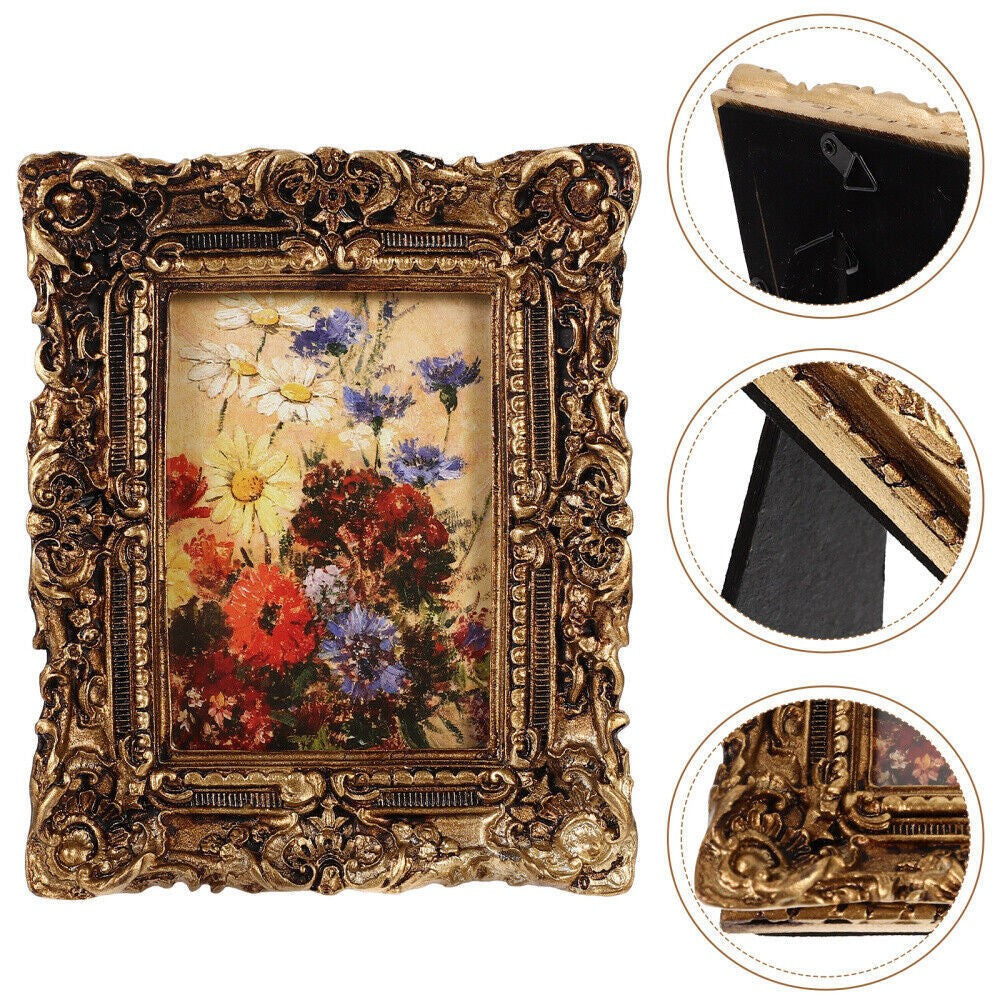 Wall Hanging Vintage Antique Picture Frame Tabletop Ornate Embossed Flower style