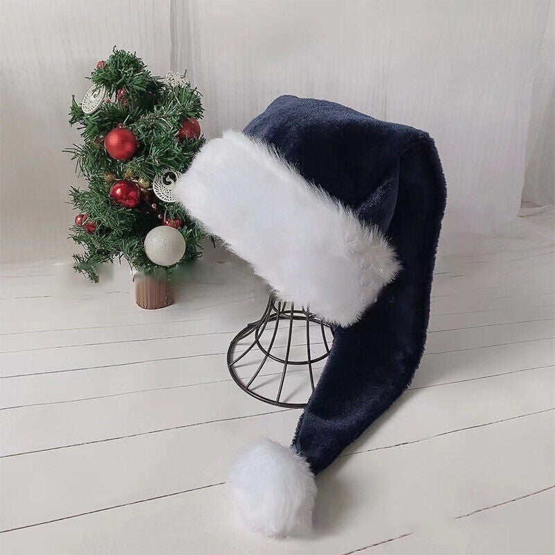 Plush Long Claus Cap New Christmas Hat Pompom Adult Long Santa Costume Xmas