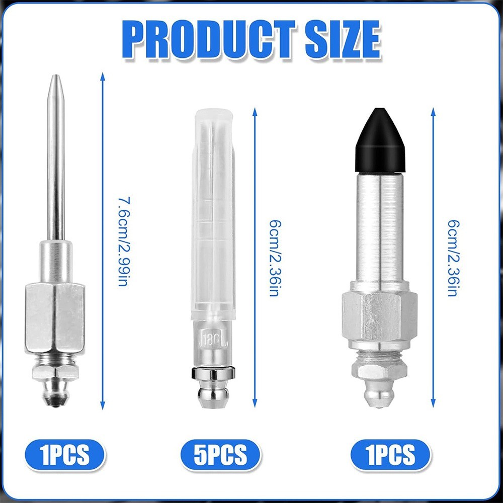 7pcs Grease Gun Injector Needle Dispenser Nozzle Attachment Coupler Adapter Tool