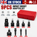 9Pcs Impact Adapter Reducer Socket Converter Set 3/4 1/4 3/8 1/2" Female to Male
