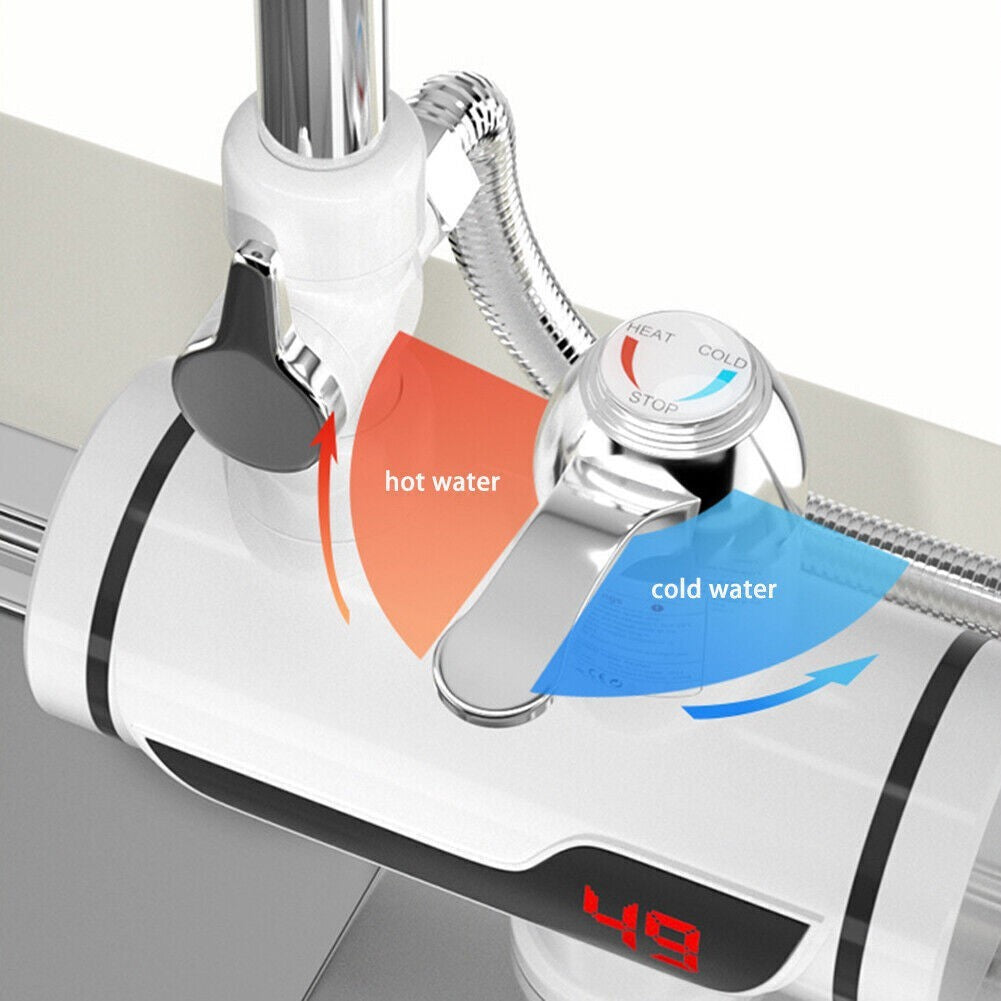 220V 3000W UK Plug Instant Electric Water Tap Heater Shower Digital (Below)