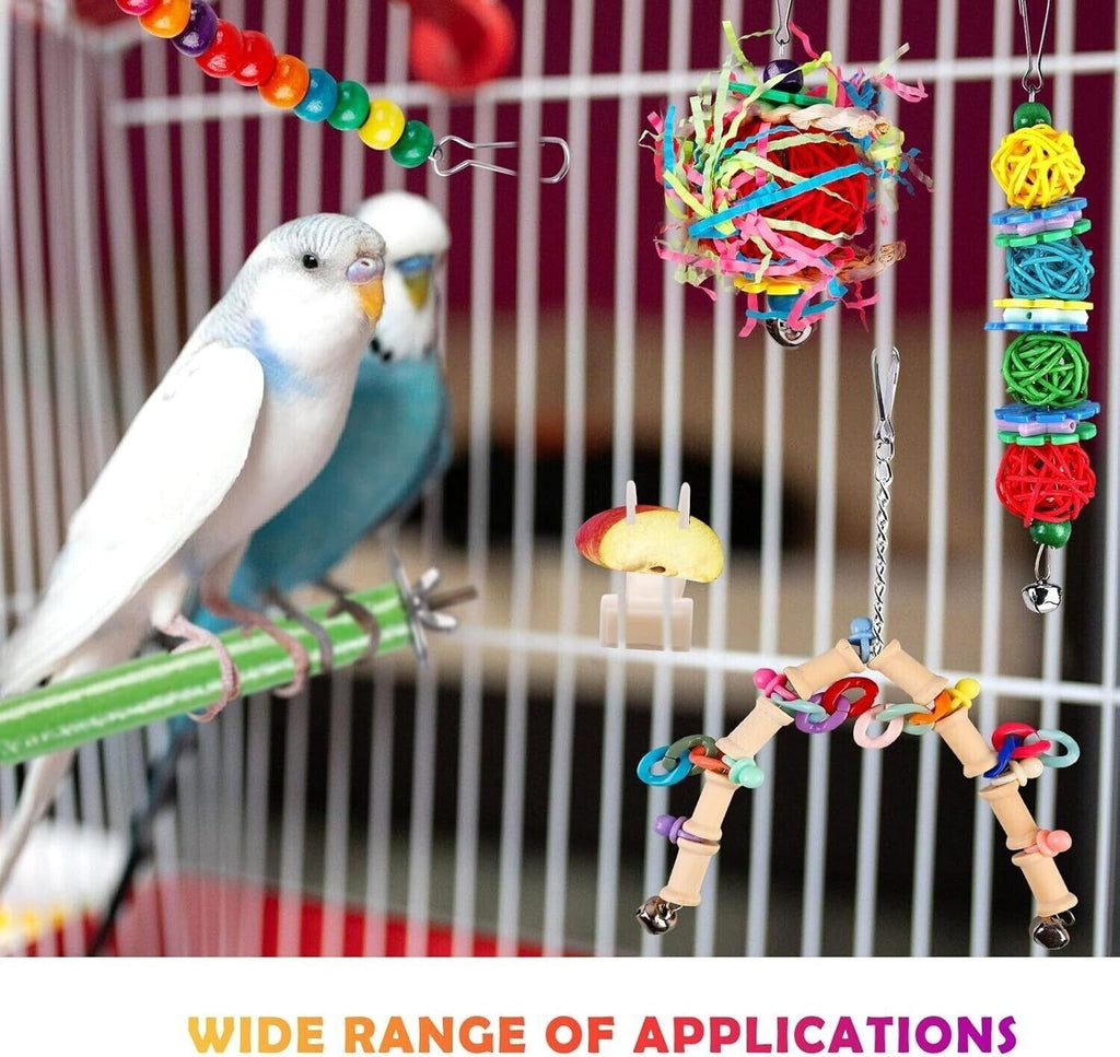 15 Pcs Parrot Toys Metal Rope Small Ladder Stand Budgie Cockatiel Cage Bird Set