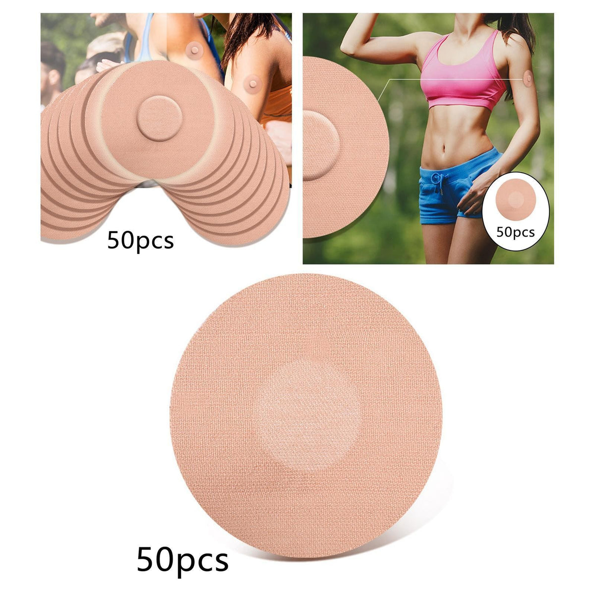 50 Pieces Round Adhesive Plaster Sensor Shower Plaster for Glucose