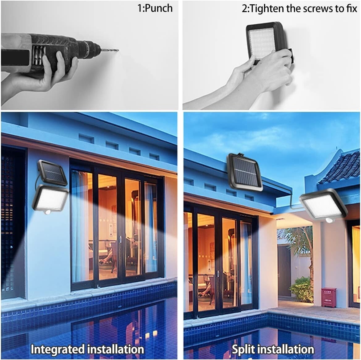 Solar Power LED Wall Light Security Outdoor Garden Flood Lamp PIR Motion Sensor