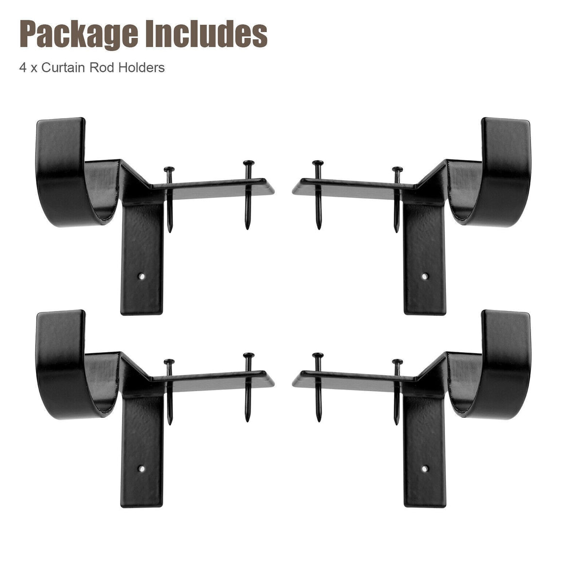 4pcs Curtain Rod Brackets No Drilling Curtain Rod Holder Hooks