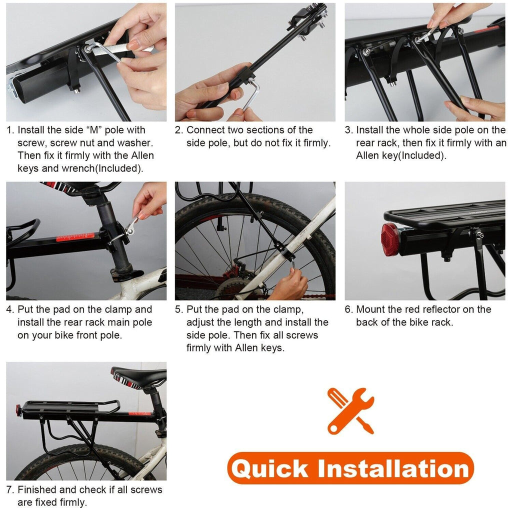 Rear Bicycle Pannier Rack Carrier Bag Luggage Cycle Mountain Bike Aluminum Alloy