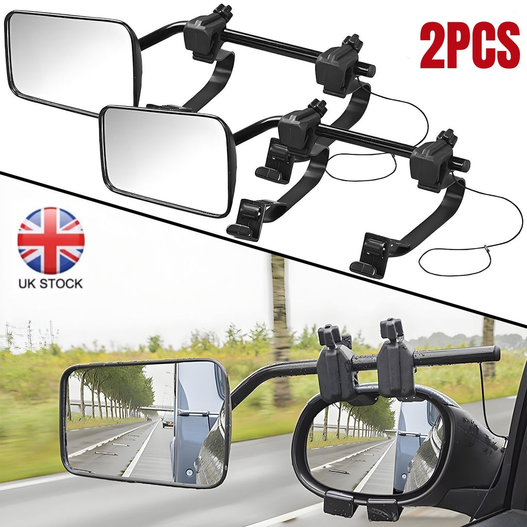 2x Flat Caravan Towing Mirrors for Cars Universal Wing Mirrors Extension Mirror