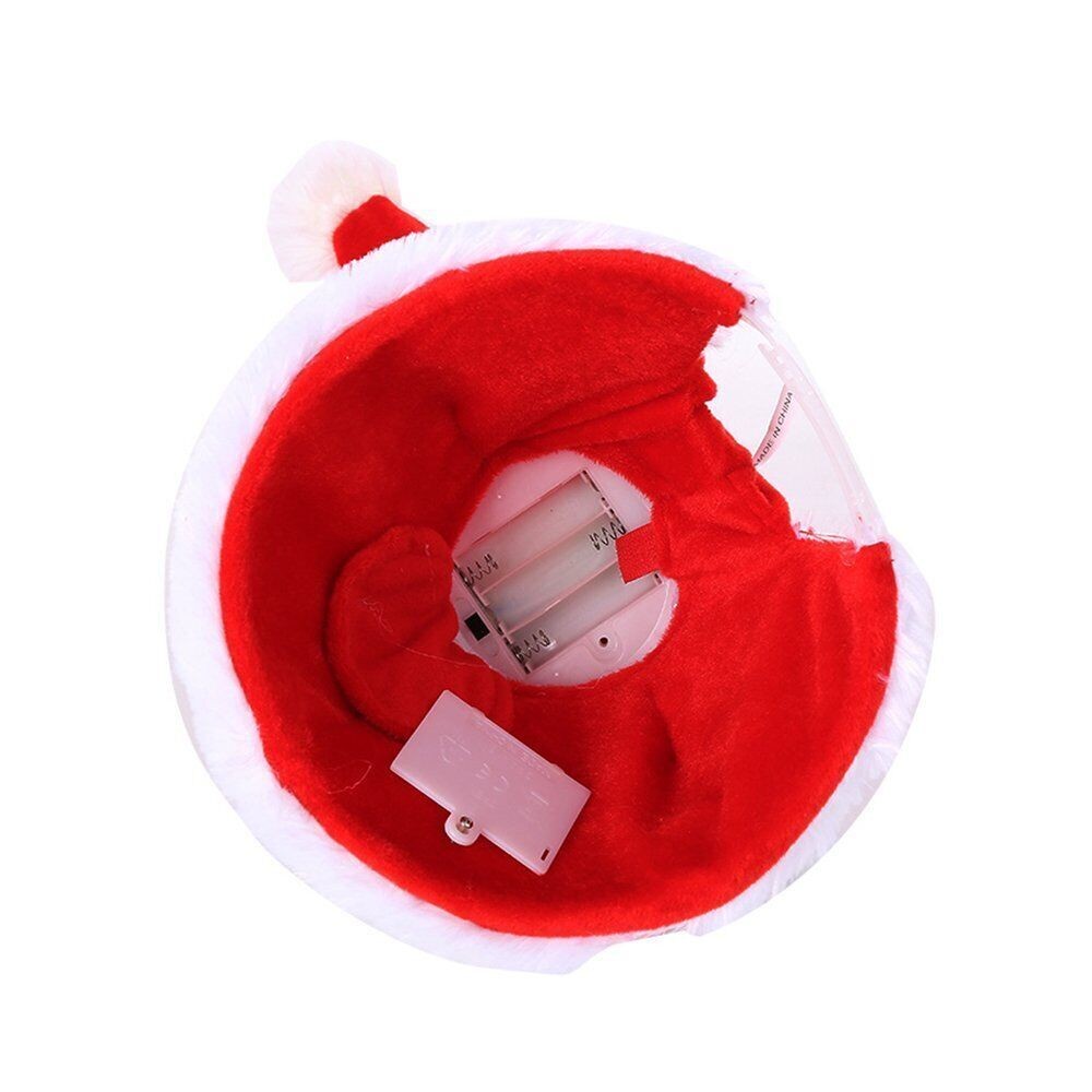Christmas Xmas Novelty Santa Hat Cap For Musical Singing Moving Dancing Toy Gift
