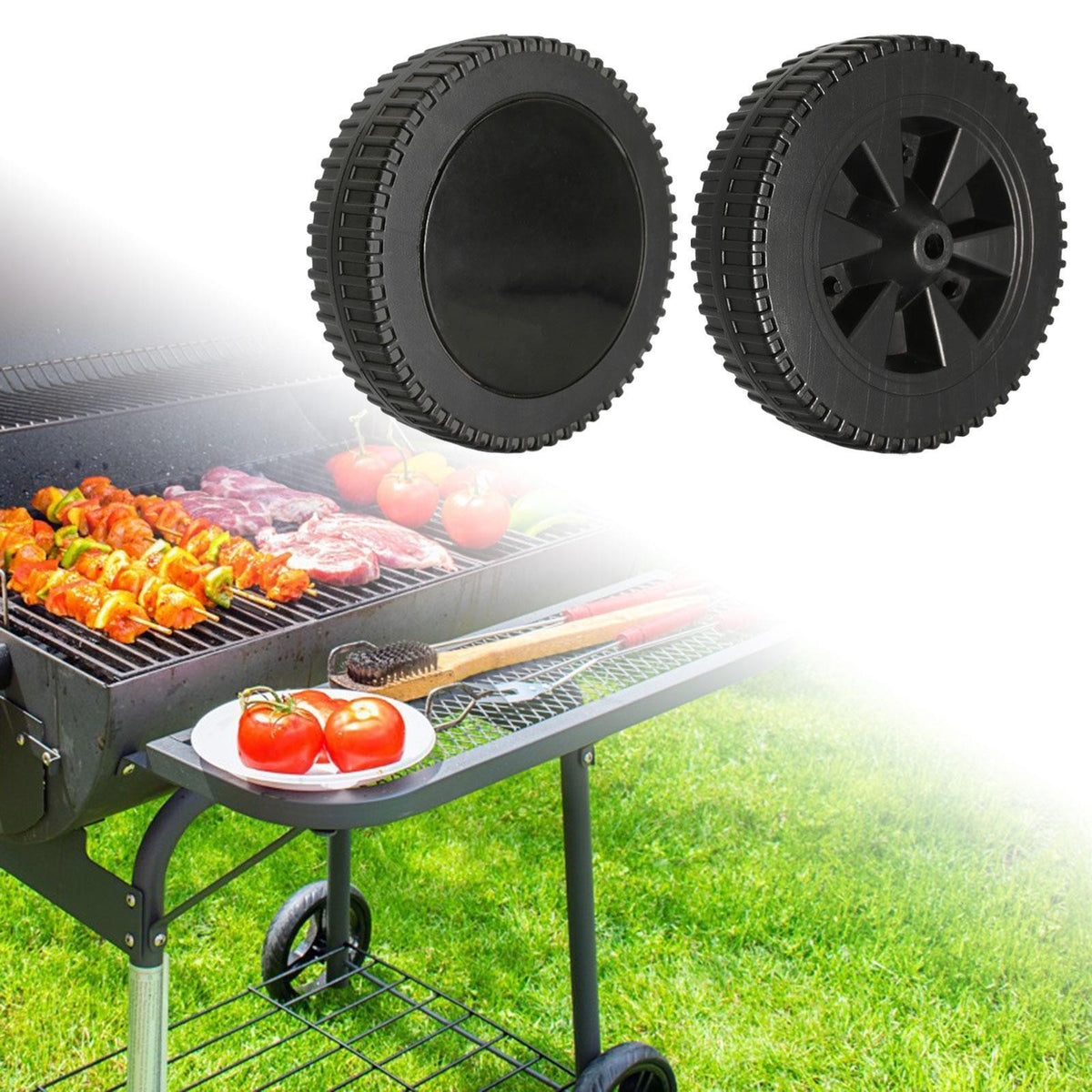 2Pcs BBQ Grill Wheels Width 4cm Replacement 7 inch for Patio.*