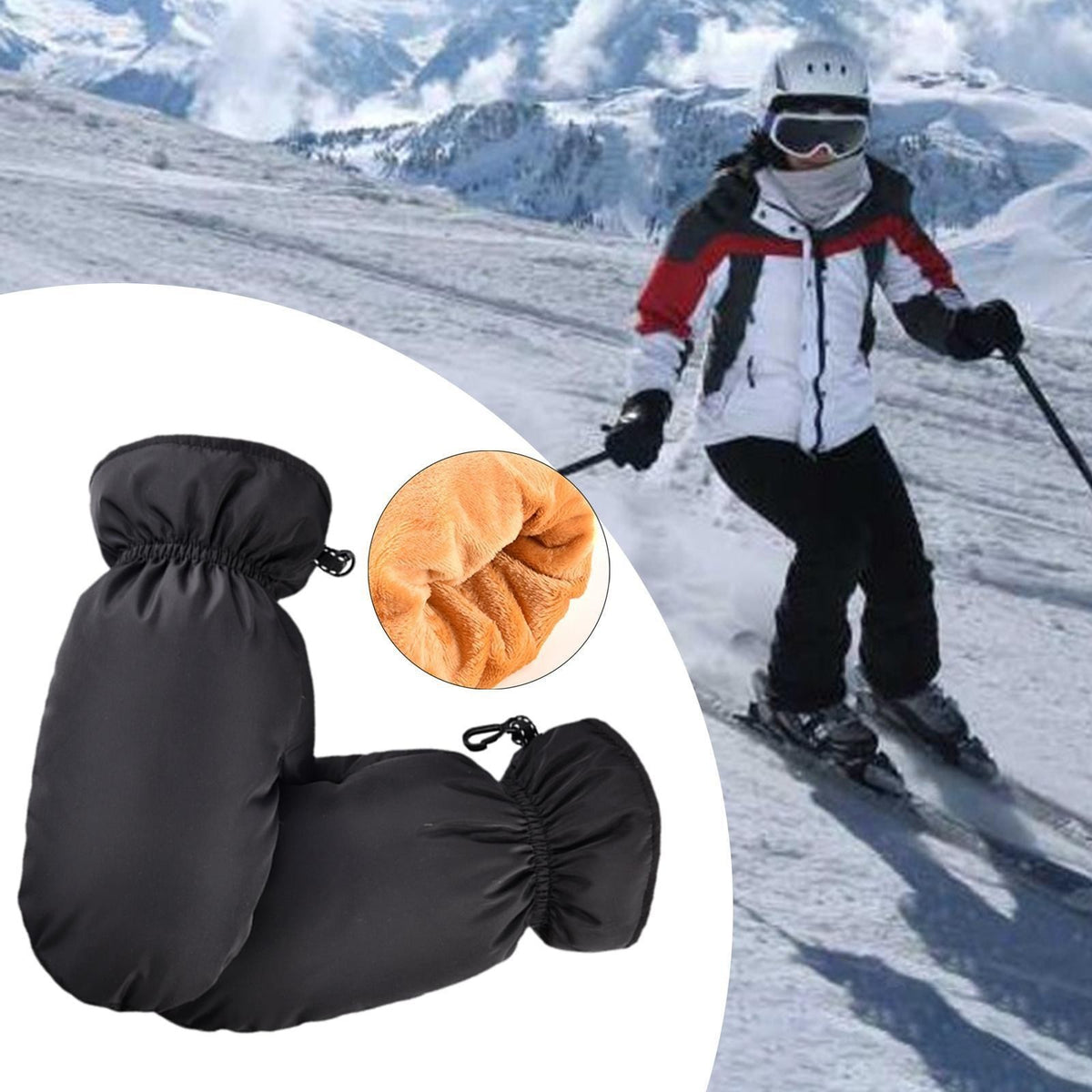 Down Mittens Thermal Warm Winter Snow Mittens for Riding Snowmobiling Biking