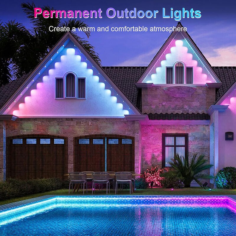 Permanent Outdoor Eaves Lights Smart RGBIC App Remote LED DIY Scene Modes lamp