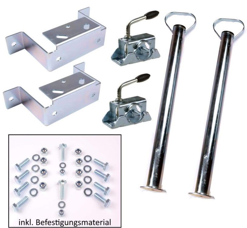 2X Trailer Leg Prop Stands and Clamps 48mm x 700mm length Support Tube Caravan