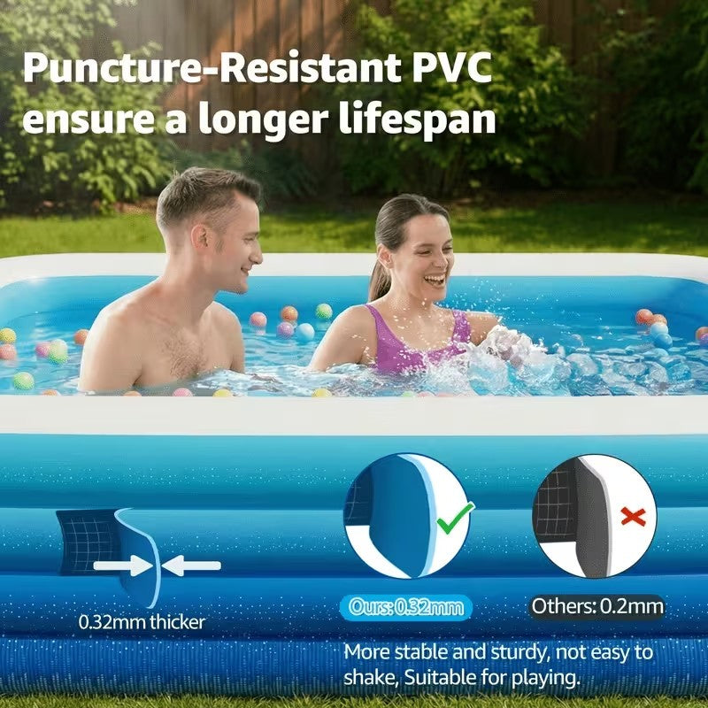 Garden Outdoor 1.5-2M Family Inflatable Paddling Pool Summer Kids Swimming Pool