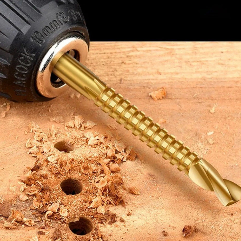 6PCS/Set Titanium Coated Drill Bit Spiral Jagged Saw Drill Bit Composite8158