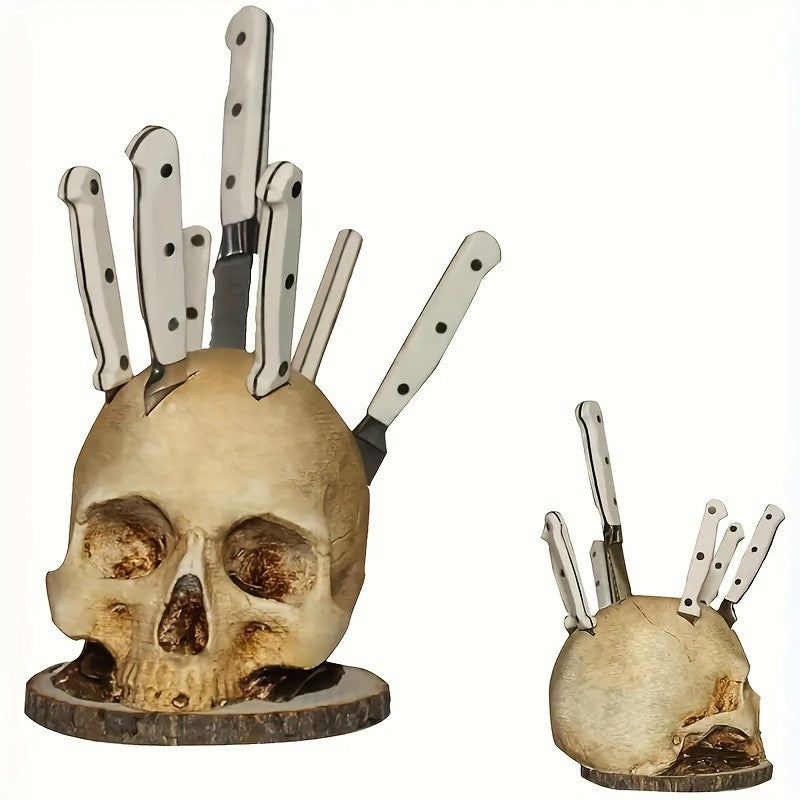 Skull Knife Holder For Kitchen Storage, Horror Kitchen Storage Head Rack Decor