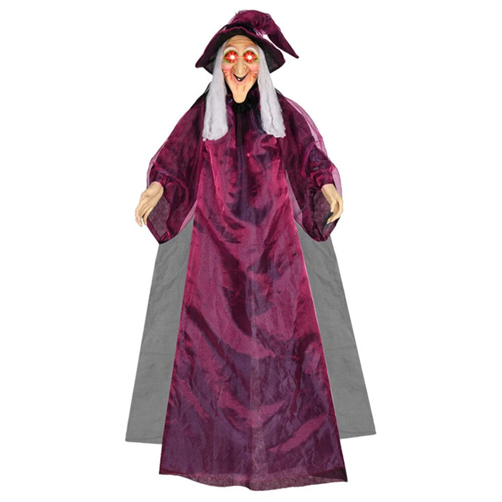 Life Size Witch with LED Eyes and Spooky Sounds Battery Powered for Garden Yard