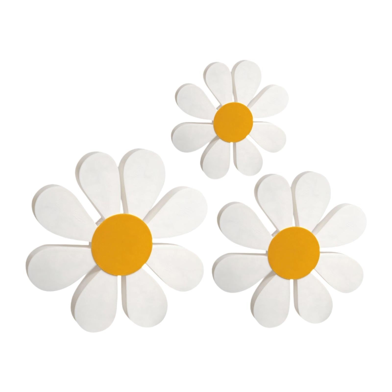 3 Pieces Wooden Daisy Decor Daisy Flower Decoration Artwork Collections Floral