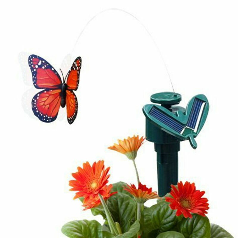 3x Dancing flying solar butterfly the eye-catcher for garden balcony