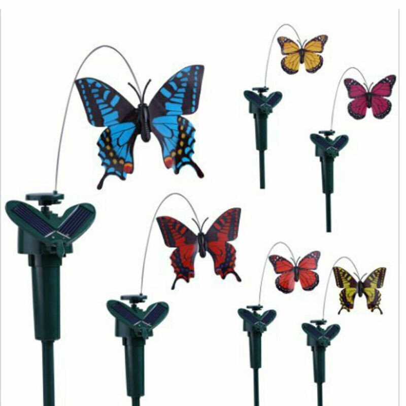 3x Dancing flying solar butterfly the eye-catcher for garden balcony