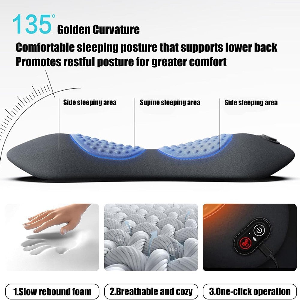 3-in-1 Electric Lumbar Support Pillow with Heat,Vibration &Traction,Waist Relief