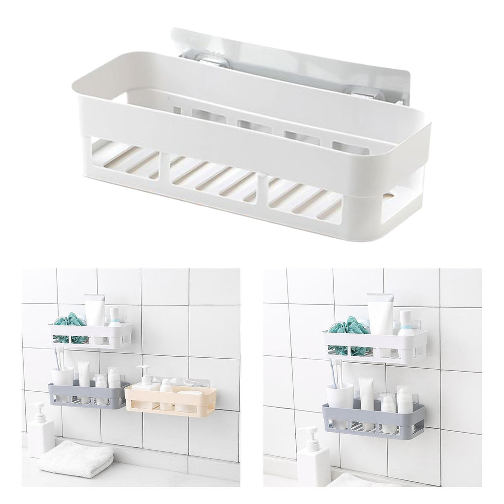 UK Self Adhesive Shower Shelf Plastic Shower Caddy Organiser Bathroom Shelf