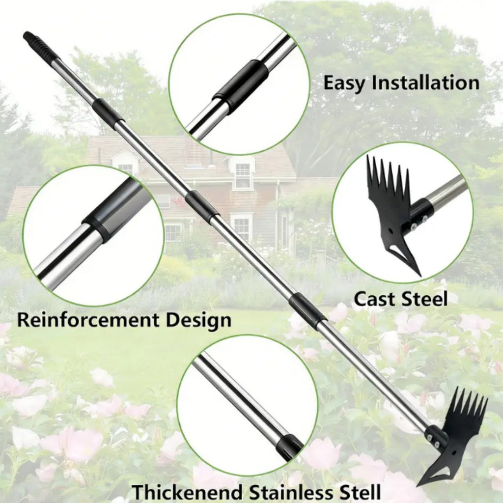 Stand Up Weeder Hand Tool Long Handle Garden Weed Puller With Claw Root Remover