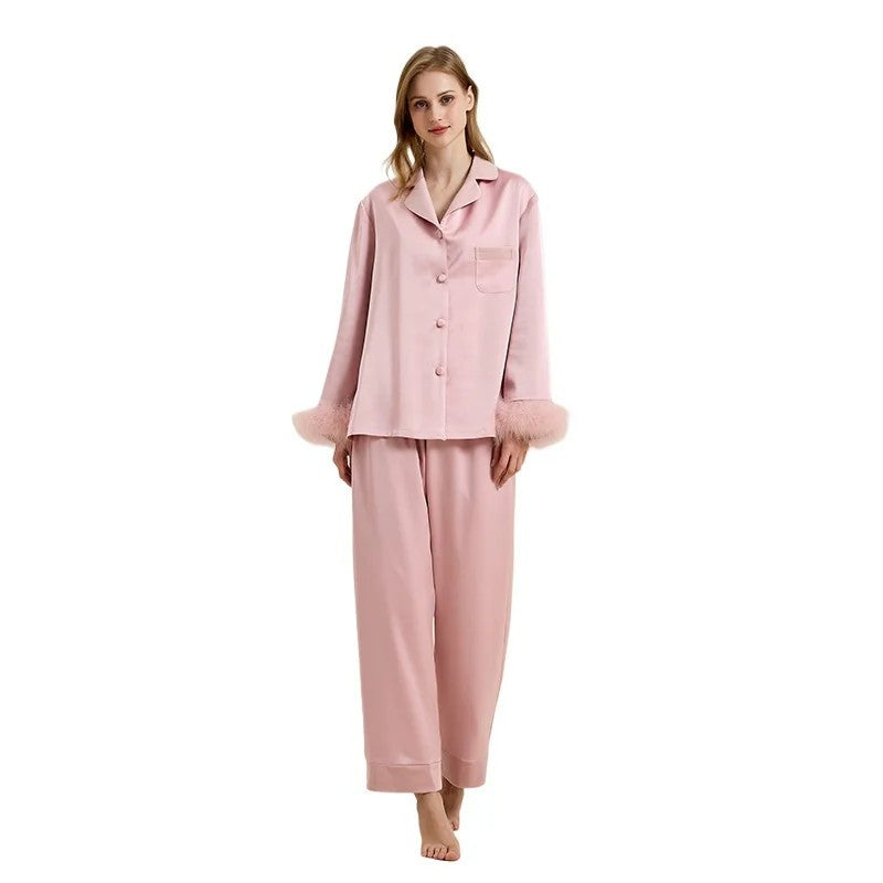 Womens Pajamas Women's Autumn Winter Fleece Thickened Removable Feather Homewear