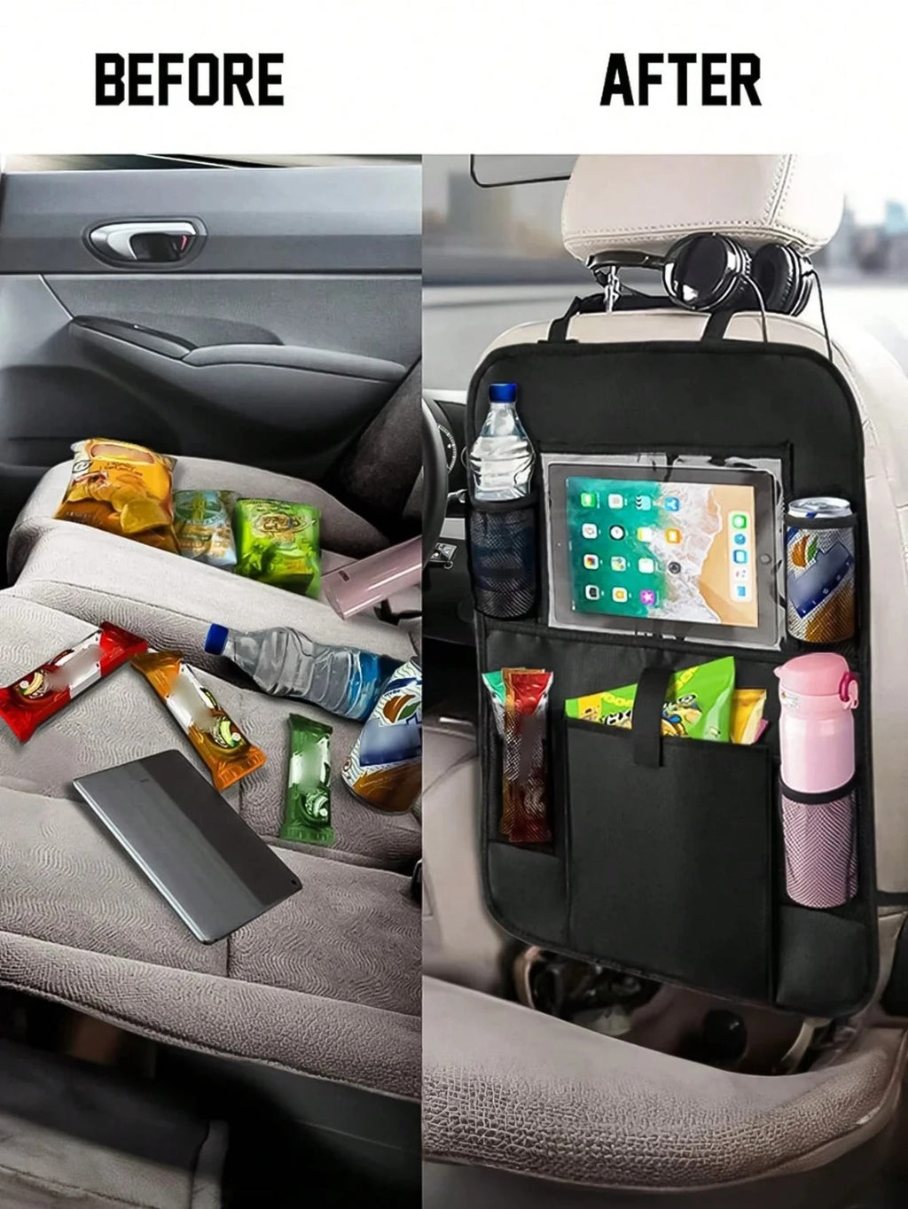 2PCS Car Seat Organiser Back Seat Organiser Universal Multi-Pocket Touch Screen