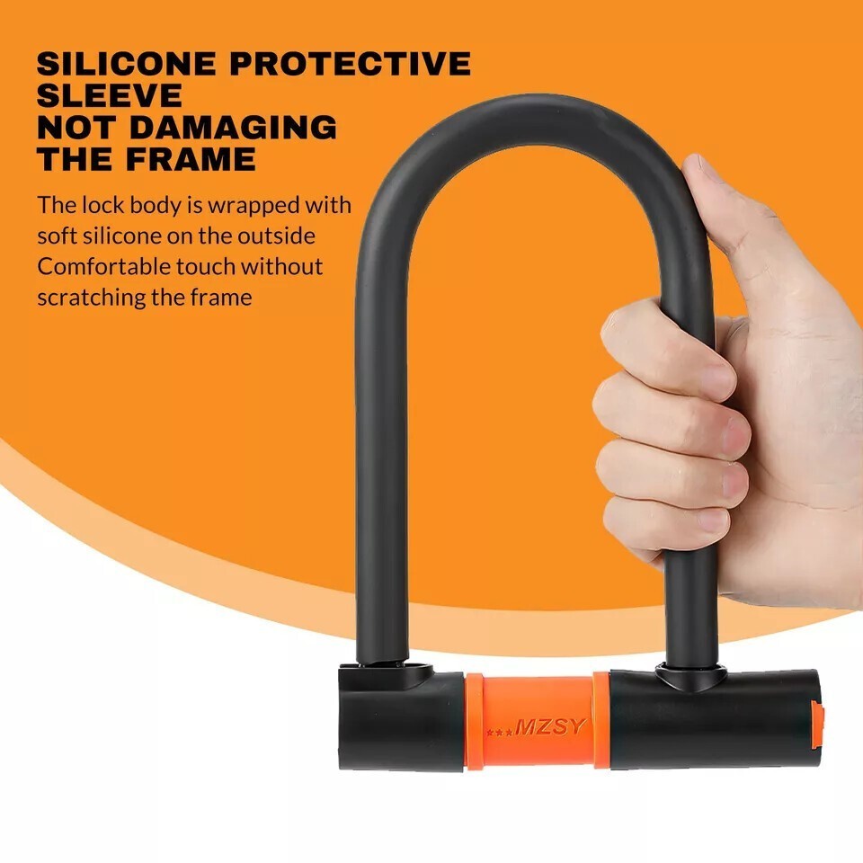 U Shaped Bike Lock With Two Keys Heavy Duty Cable With Bracket Bicycle D Lock UK