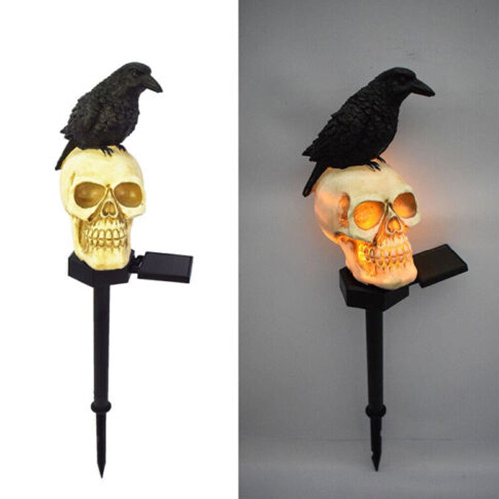Halloween Solar Crow LED Light Skull Skeleton Lawn Light Ghost Decor Garden Yard