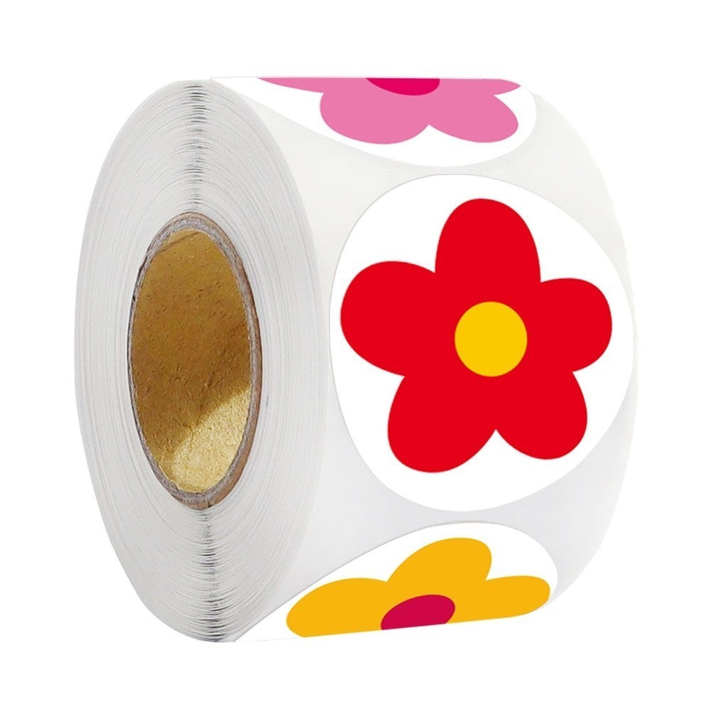500 Red Flower Reward Stickers Per Roll for Kids Teacher Classroom Use