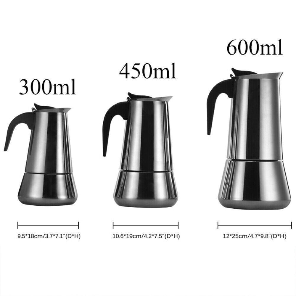 450/6000ml Moka Pot Espresso Maker Stainless Steel Stovetop Cafe / Coffee Maker