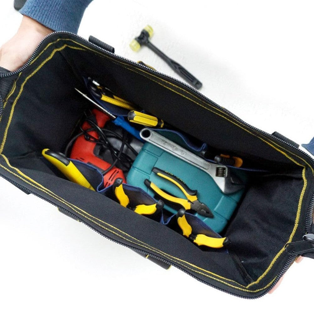Multifunctional Tool Bag Heavy Duty Hard Base Storage Case w/ Strap