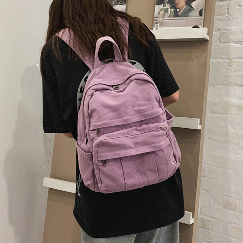 Boys Girls Retro Backpack Rucksack School College Travel Laptop Canvas Bag UK