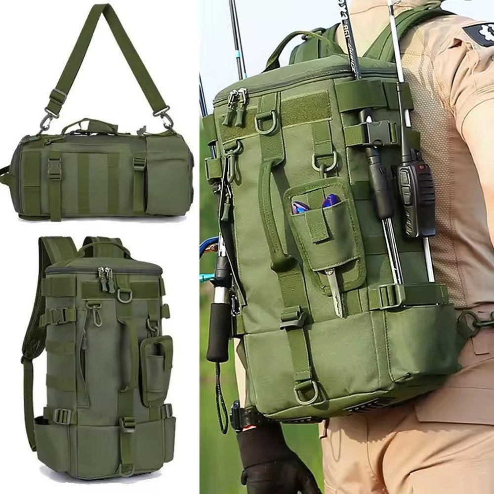 Multifunctional Fishing Backpack Lure Rod Bag Travel Camping Zipper Shoulder Bag