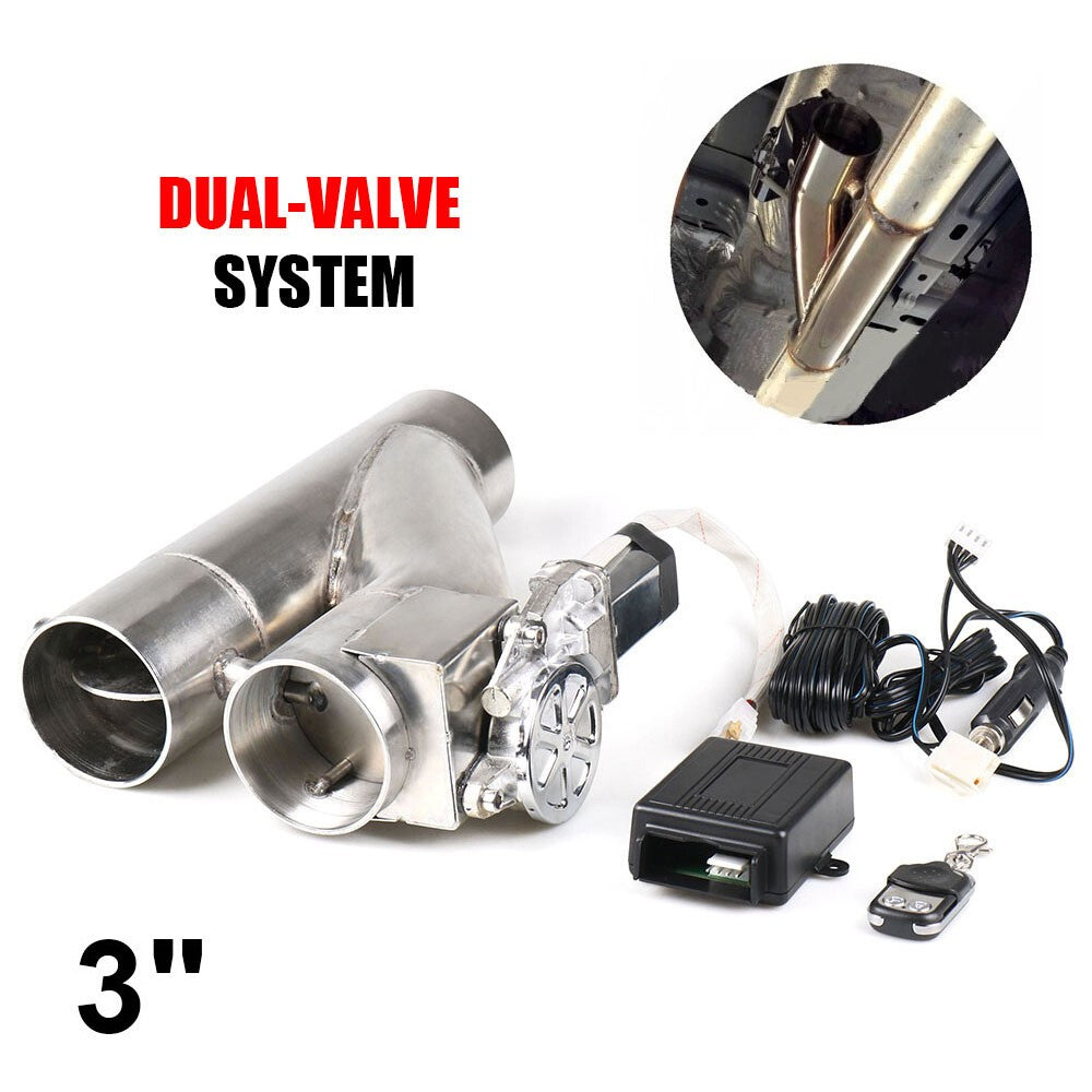 3 inch 76mm Control Pipe Dual Valve Electric Y Pipe with Remote Kit