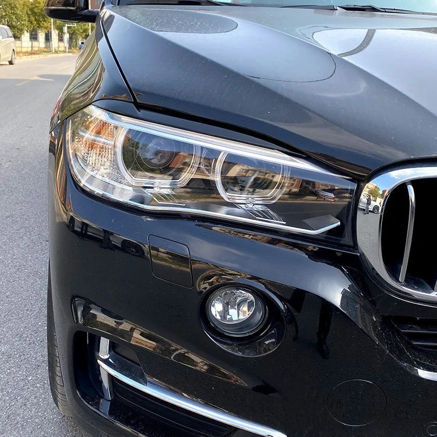 Front Headlight Eyebrow Eyelid Trim For BMW X5 F15 X6 F16 2014-2018 Gloss Black