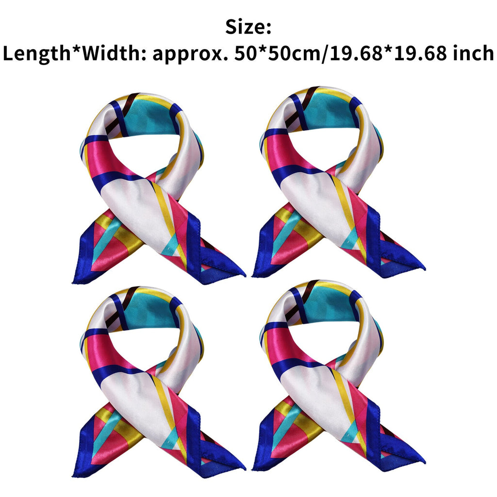 Women Square Neck Professional Handkerchief Sailor Scarf 4Pcs Silk Breathable