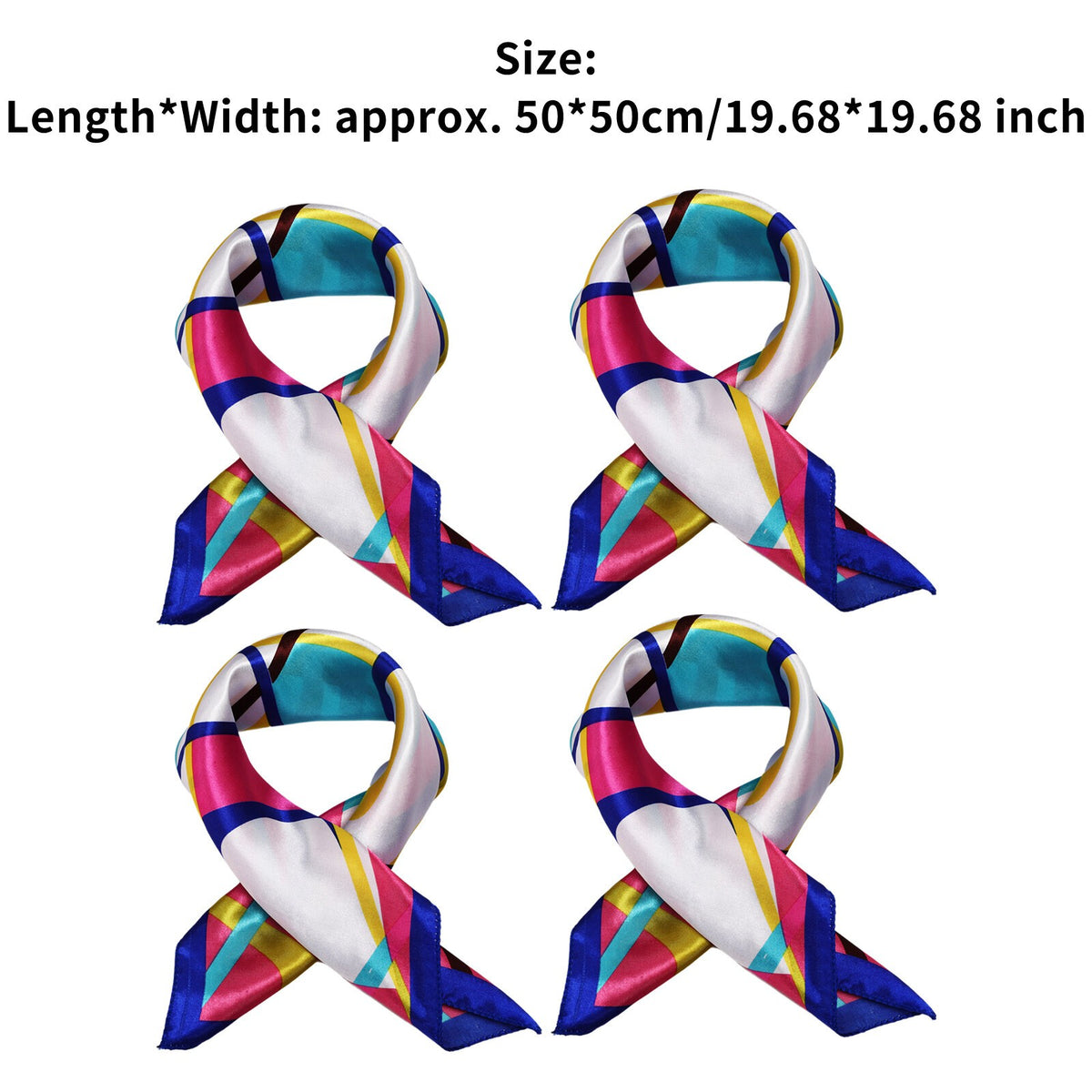 Women Square Neck Professional Handkerchief Sailor Scarf 4Pcs Silk Breathable